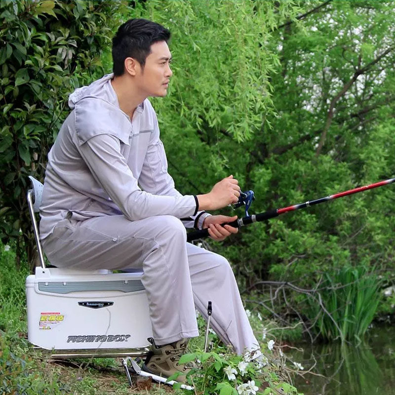 男款女连气长袖钓鱼服套装吸湿垂钓季晒服夏防防蚊虫速干透帽外套