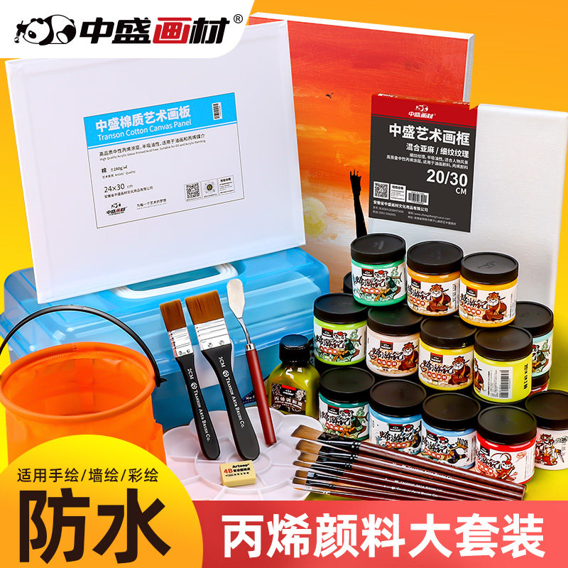 中盛画颜 丙烯颜料套装掉不色手绘墙绘材料白色染料画画彩绘工具