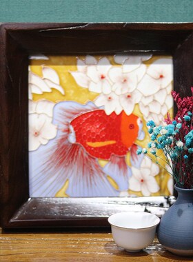 文创27*27手工绘制瓷板画客厅沙发背景墙玄关卧室装饰画