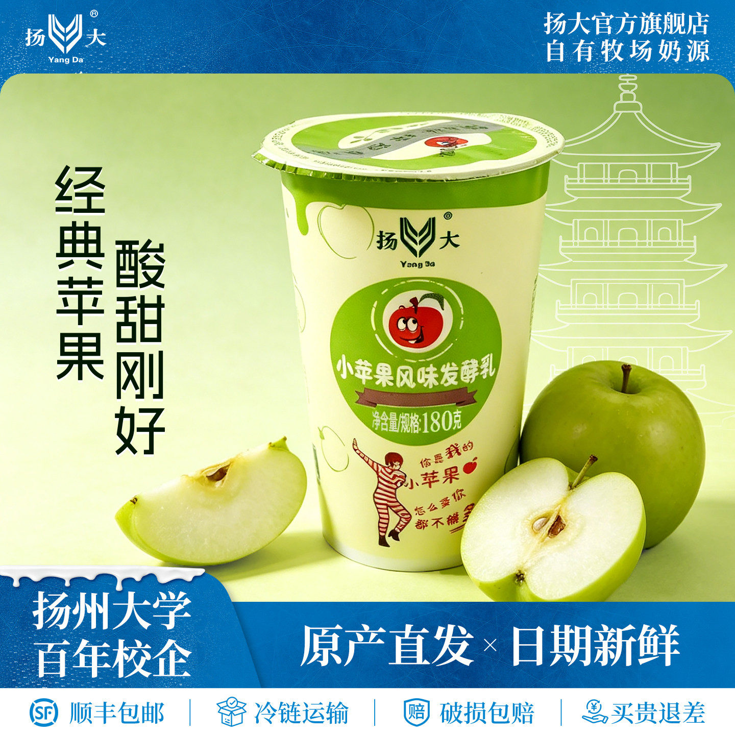 扬大酸奶扬州大学网红苹果低温酸奶生牛乳原味酸牛奶茉莉花发酵乳