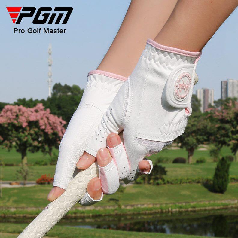 甄选PGM 尔夫手套女士防滑超纤布透气尔夫球手套左右双手golf手套