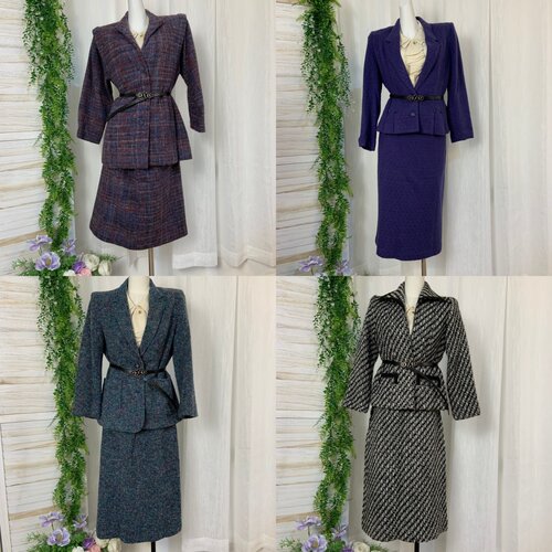 vintage古着日制昭和港风复古收腰伞摆女西服套装182（1）