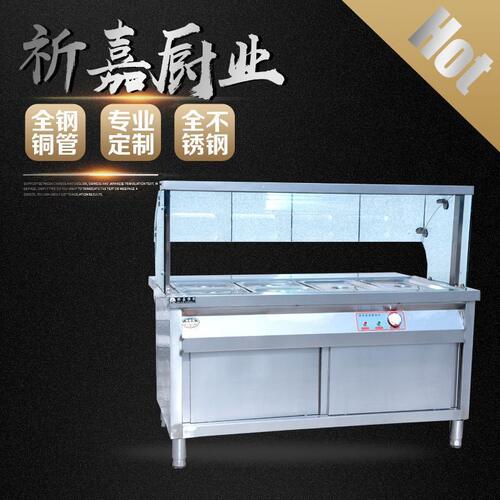 甄选商用食堂玻璃罩款保温售饭台不锈钢商用拉门保温售饭台快餐保