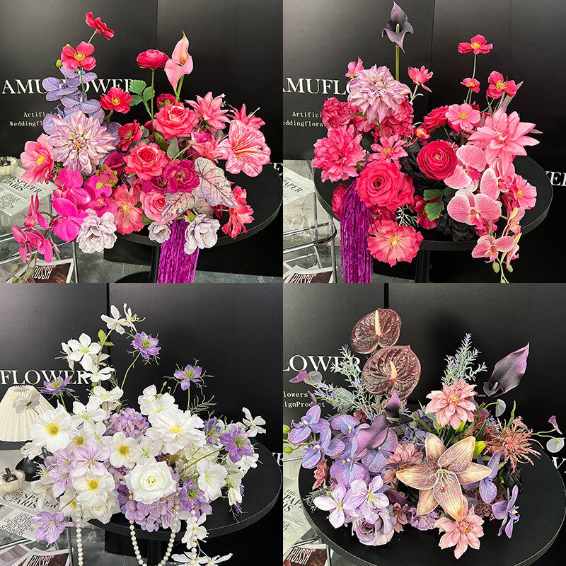 高档场真花成品商花床头花婚房装饰订婚布置4S店桌仿摆件摄影道具