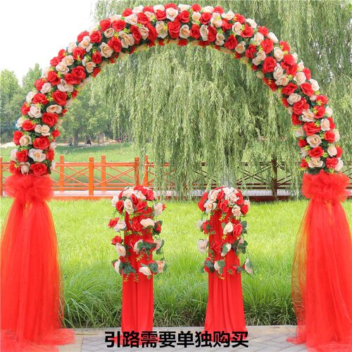 拱门结婚专新礼花门开业饰庆典绢花拱门用款喜庆典装店绢花环花架