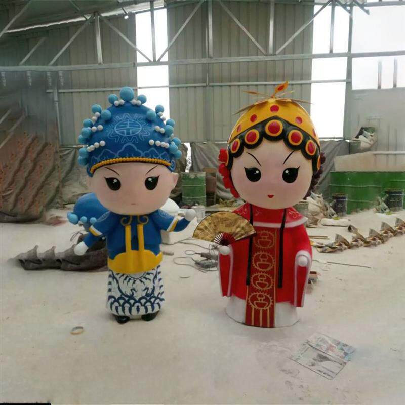 定制玻璃钢戏曲国粹卡通人物雕塑儿童乐园戏剧院脸谱商场装饰摆件