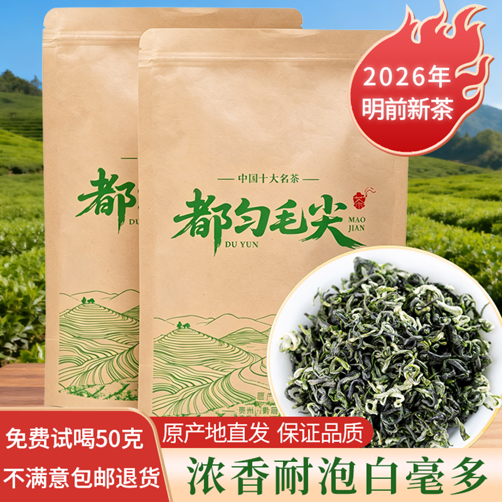 贵州2026新茶特级都匀毛尖绿茶高山云雾浓香型茶叶500g袋装口粮茶