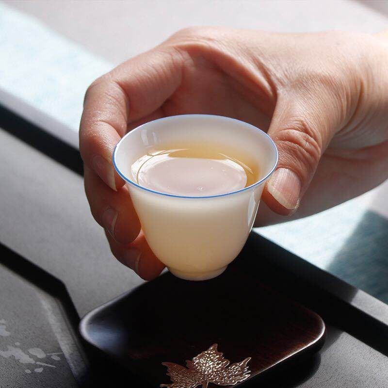 甜白釉功夫茶具泡茶套装家用简约办公会客送礼白玉瓷陶瓷盖碗茶杯