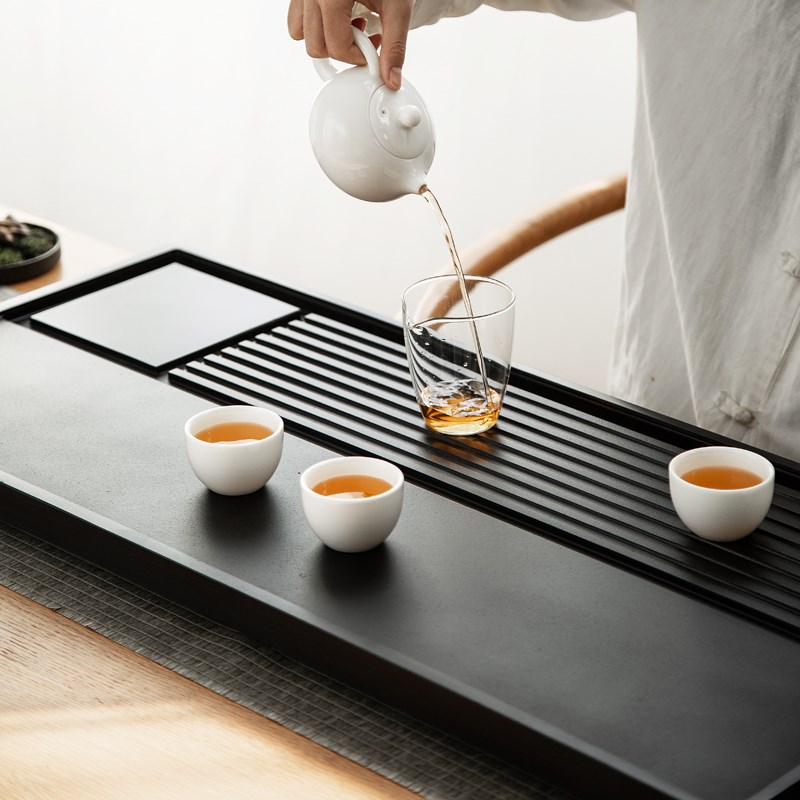 友尚天然乌金石茶盘家用简约石头茶台功夫茶具套装大小号茶海托盘