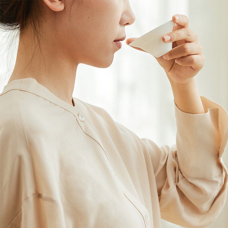 鸣盏羊脂玉瓷茶具八件套家用功夫茶具盖碗品茗杯公道杯泡茶套装