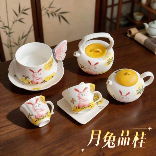 【月兔品桂】中秋手绘玉兔桂花陶瓷茶杯 节日佳礼 70029