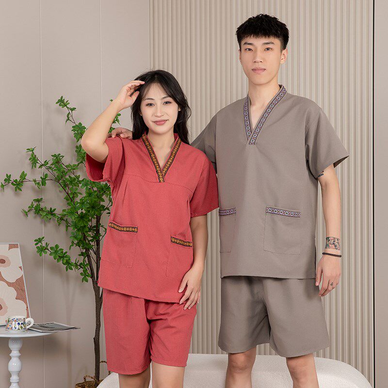 贡麻汗蒸服桑拿服大码男士桑拿服足疗洗浴温泉按摩服浴服养生睡衣
