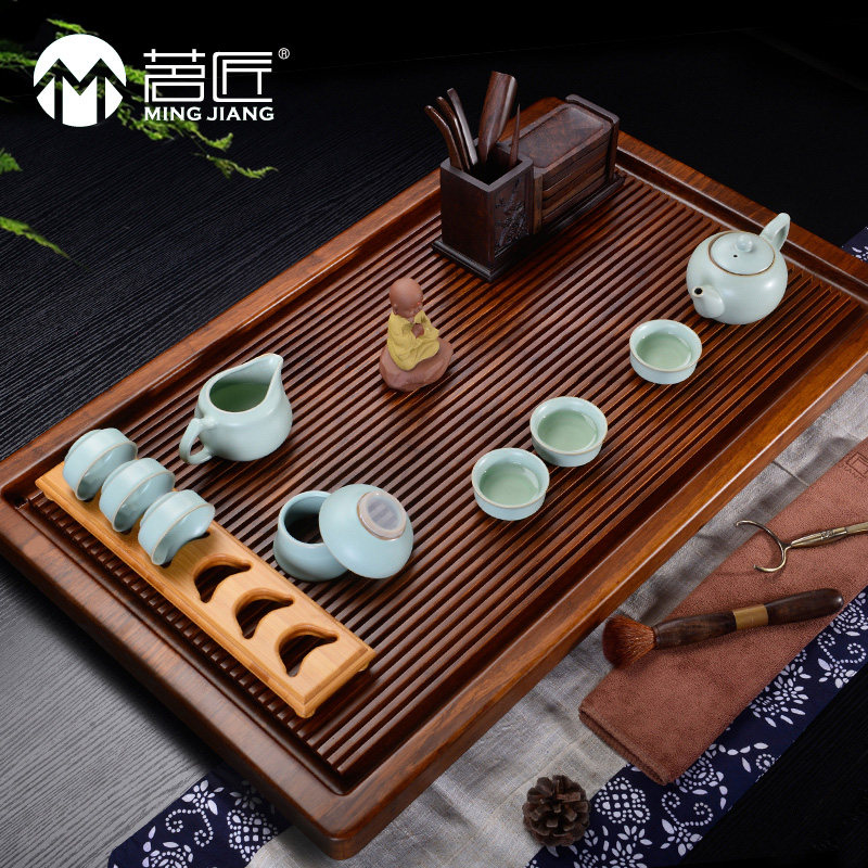 茗匠茶具重竹电木茶盘茶海竹制排水式整套茶台大中小号整块茶托盘