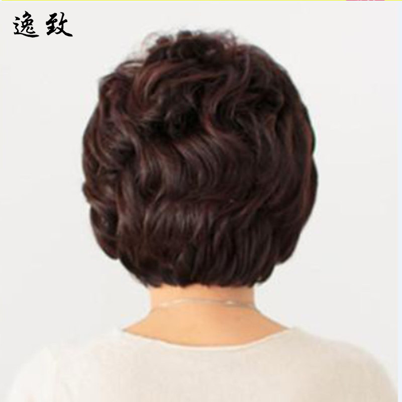 假发女短发中老年假发蓬松短卷发真人真发妈妈假发老年人假发包邮