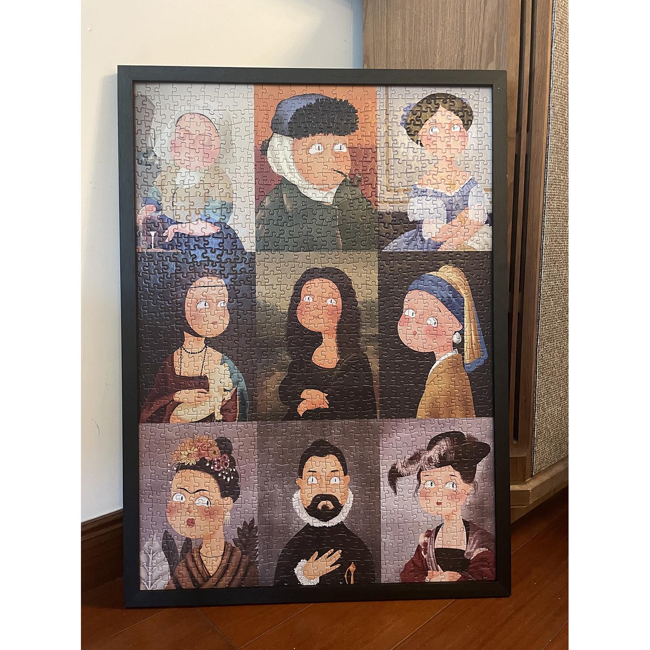恶搞名画拼图专用相框浮裱框实木拼图框1000片50*70画框简约现代