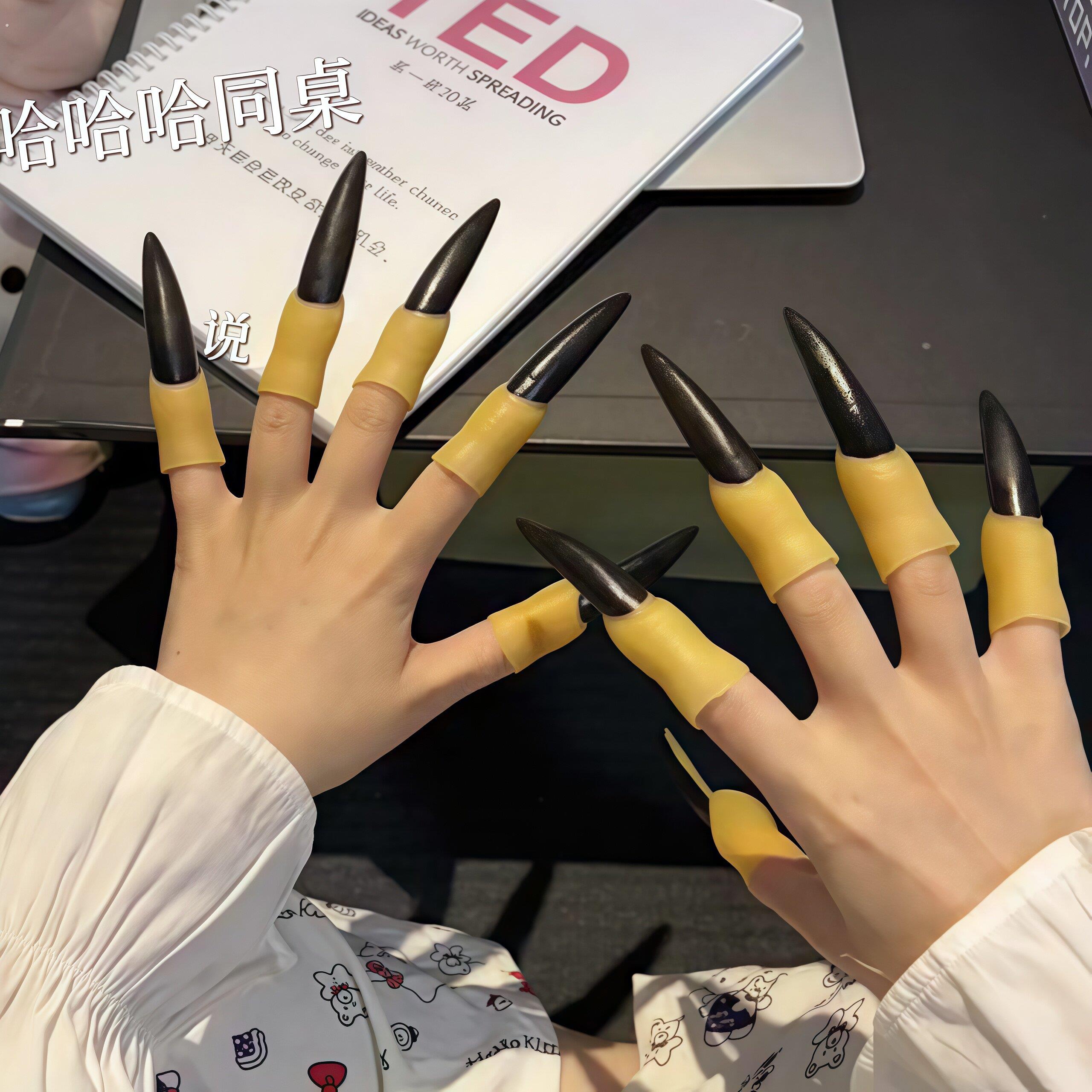新款万圣节彷真指甲派对道具僵尸假手指套巫婆指甲鬼指甲手指甲套
