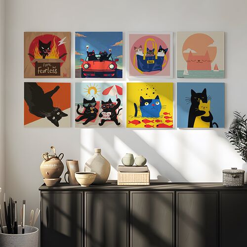 IN厅风抽象猫咪公寓布置玄关小饰画装众艺术卧室摆画油画客S挂画