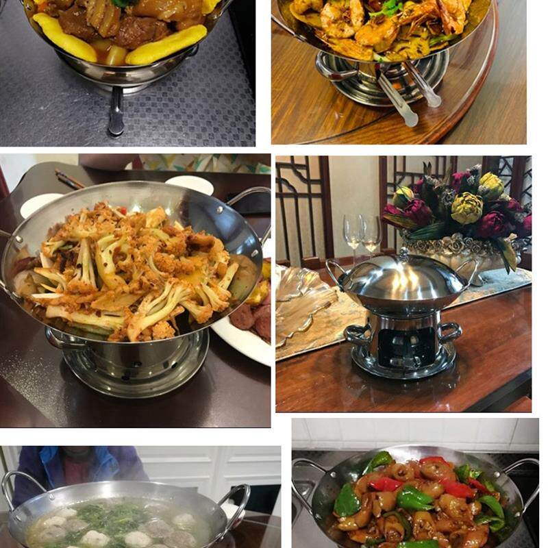 不锈钢干锅锅加厚家用商用套装固液体酒精炉小火锅可调火饭店干锅