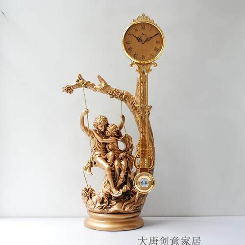 客厅古典座钟千式秋欧钟侣大摆钟静音情表家用桌面台钟落地钟创意