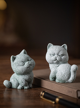 创咪小置意可爱茶宠摆件创意萌宠猫笔架盖猫书房镇纸桌面装饰礼品