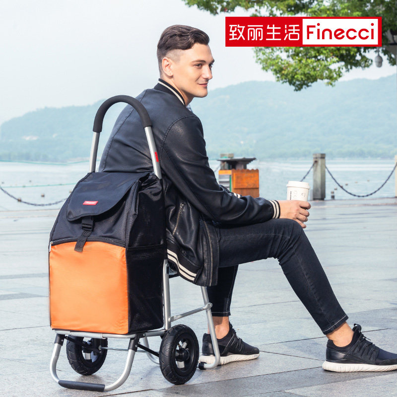 生丽致活带座椅购物车买菜车折叠手拉小推车老李带凳拉杆车行人车