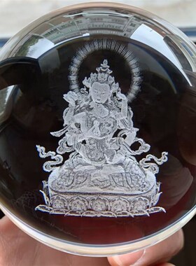 双佛金刚萨埵3D身装菩萨水晶球摆件佛堂供奉玄关客厅像饰保平安雕