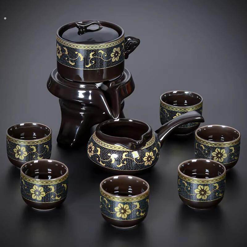 懒人自动茶具套装家用喝茶泡茶壶陶瓷冲茶器功夫茶杯石磨泡茶神器