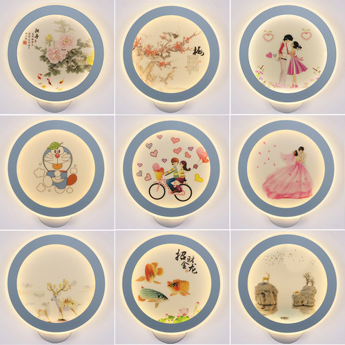 现灯床头灯墙壁卧室壁代简灯背景画婚房卡通客厅led楼梯过道约具