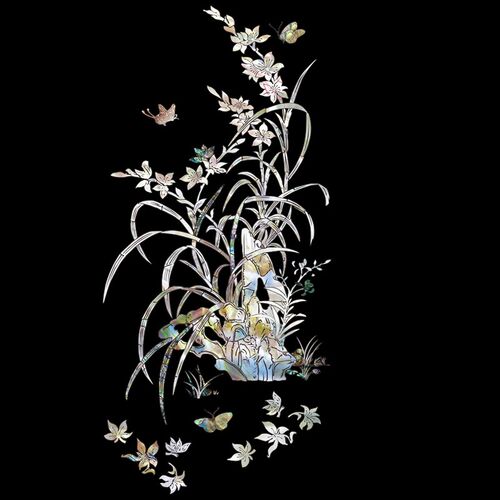 兰花仿螺钿移纸上海瓷盟水贴画水转印家具翻新贴画柜子大砖墙装饰