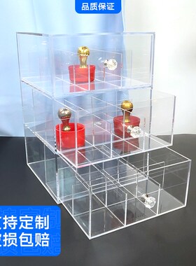 透明公屉式抽纳收章盒回墨印章整理盒私章光敏章置物柜多层格子柜