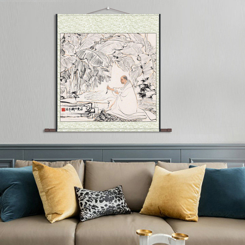 红樓仕女刘旦宅斗方人物挂画丝绸卷轴画客厅装饰画酒店壁画定制画