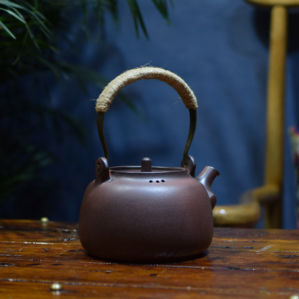 陶龙道 手工一体提梁陶壶 煮茶器电陶炉炭炉粗陶茶室烧水壶养生瓷