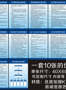 环境保护管理制度  企业工厂车间标语 安监环保检查宣传标识牌
