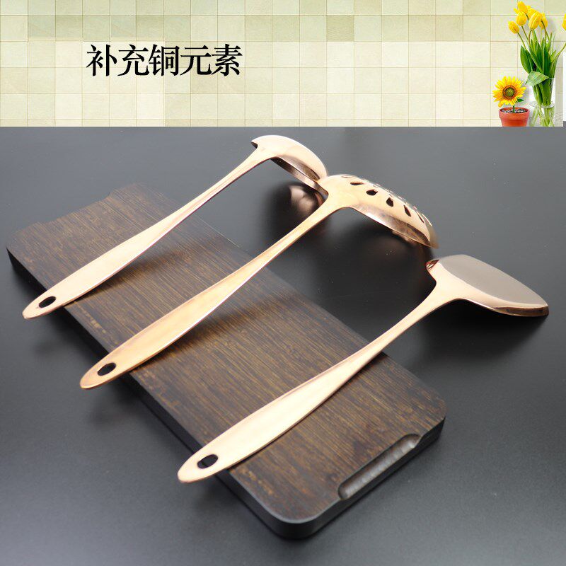 纯紫铜厨具锅铲炒菜铲勺子大号漏勺家用加锅黄铜炊具火汤厚勺漏勺