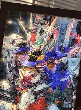 遥漫灯光画高达画插电动控le床灯d头小夜灯创意摆件装饰画夜光画