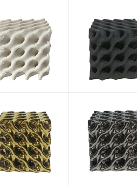 现代简打样板房家居软装空品桌面摆设3D约印陶瓷立体几何镂饰摆件