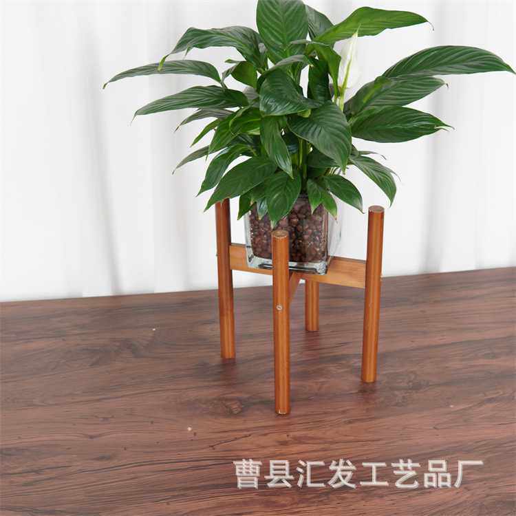 简约木质花架家用客厅落地立式木制十字花盆架四角实木花盆底座