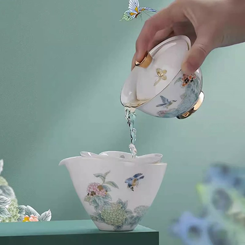 恒越团园喜乐茶具套装陶瓷家用中式高档功夫茶具套装礼品定制LOGO