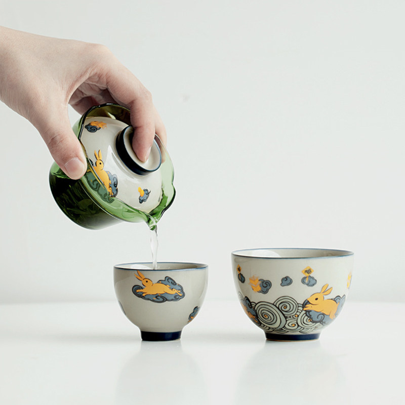 生活原本陶瓷旅行茶具高硼硅玻璃户外便携式快客杯随身茶具送礼