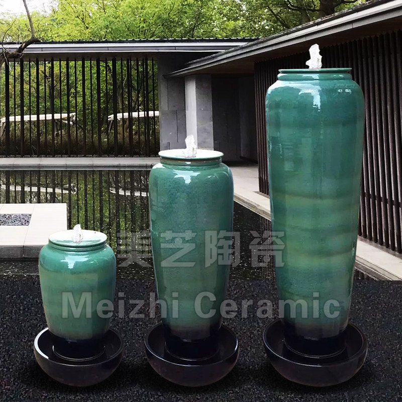喷水池循环花系摆件客厅陶瓷流水水瓶景观涌泉坛子叠水陶罐加湿器