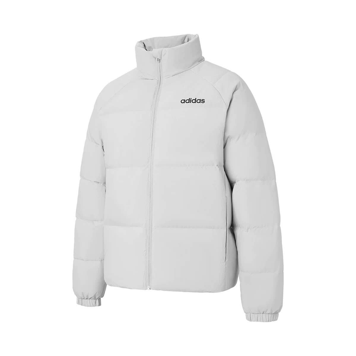 adidas阿迪达斯浅灰立领羽绒服男冬季新款简约户外保暖外套JL9584