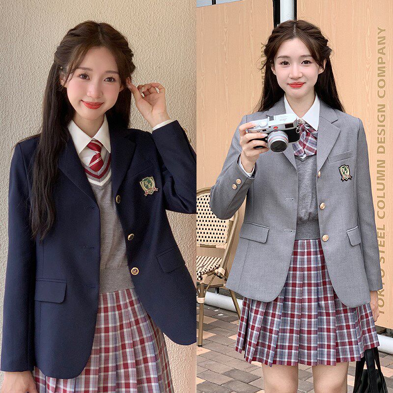 东京岁时记jk校供制服可爱学院新款灰色西服套装西装外套西禾私立