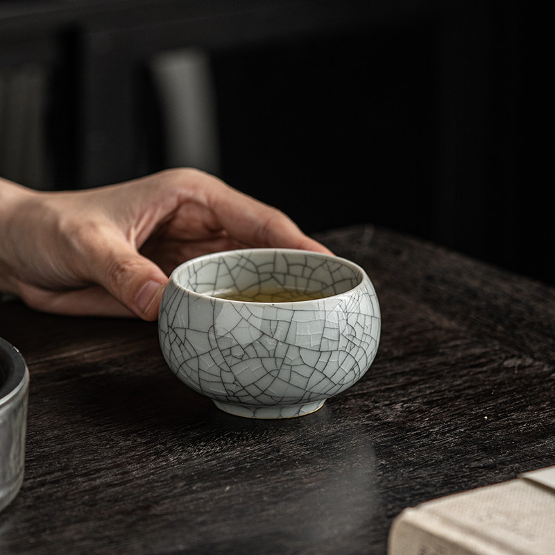 宋代五大名窑品茗杯功夫茶具陶瓷茶杯普洱茶盏文创礼品套装伴手礼