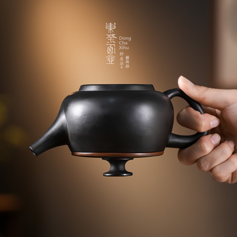 紫陶茶壶大号凤鸣壶可提旋转手工素壶仿古陶瓷功夫茶具倒立汉瓦壶