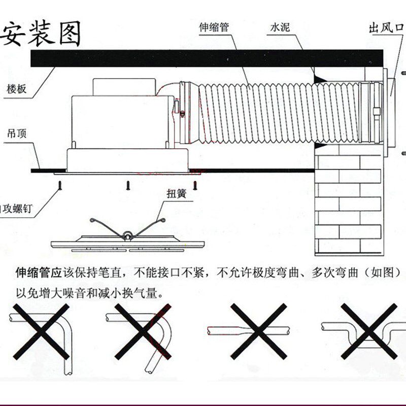 竹野排风扇400x400厨房卫生间吸顶管道式排气扇强力抽风机通风器