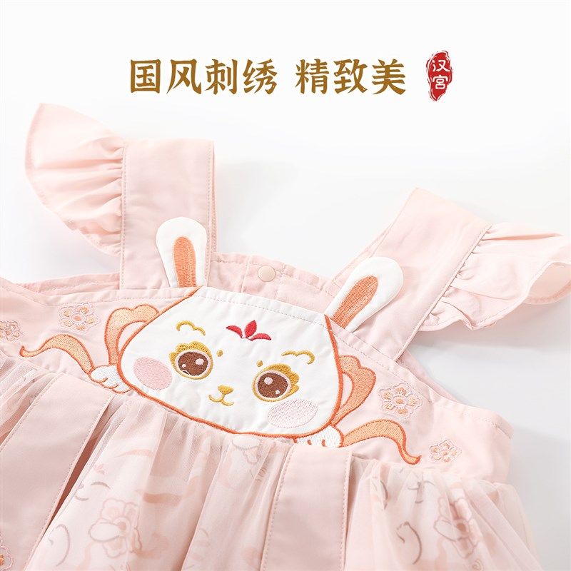 女童连衣裙夏季裙子国风背带裙婴儿公主裙宝宝吊带裙儿童周岁礼服