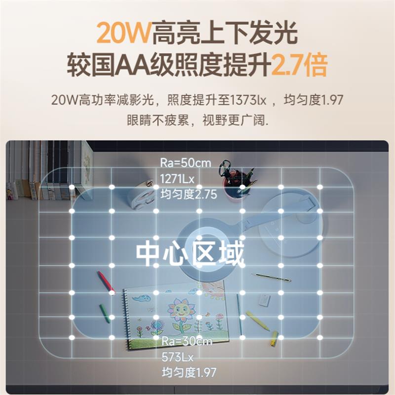 明可达国AA级红光护眼台灯学生学习专用卧室儿童阅读防蓝光作业灯