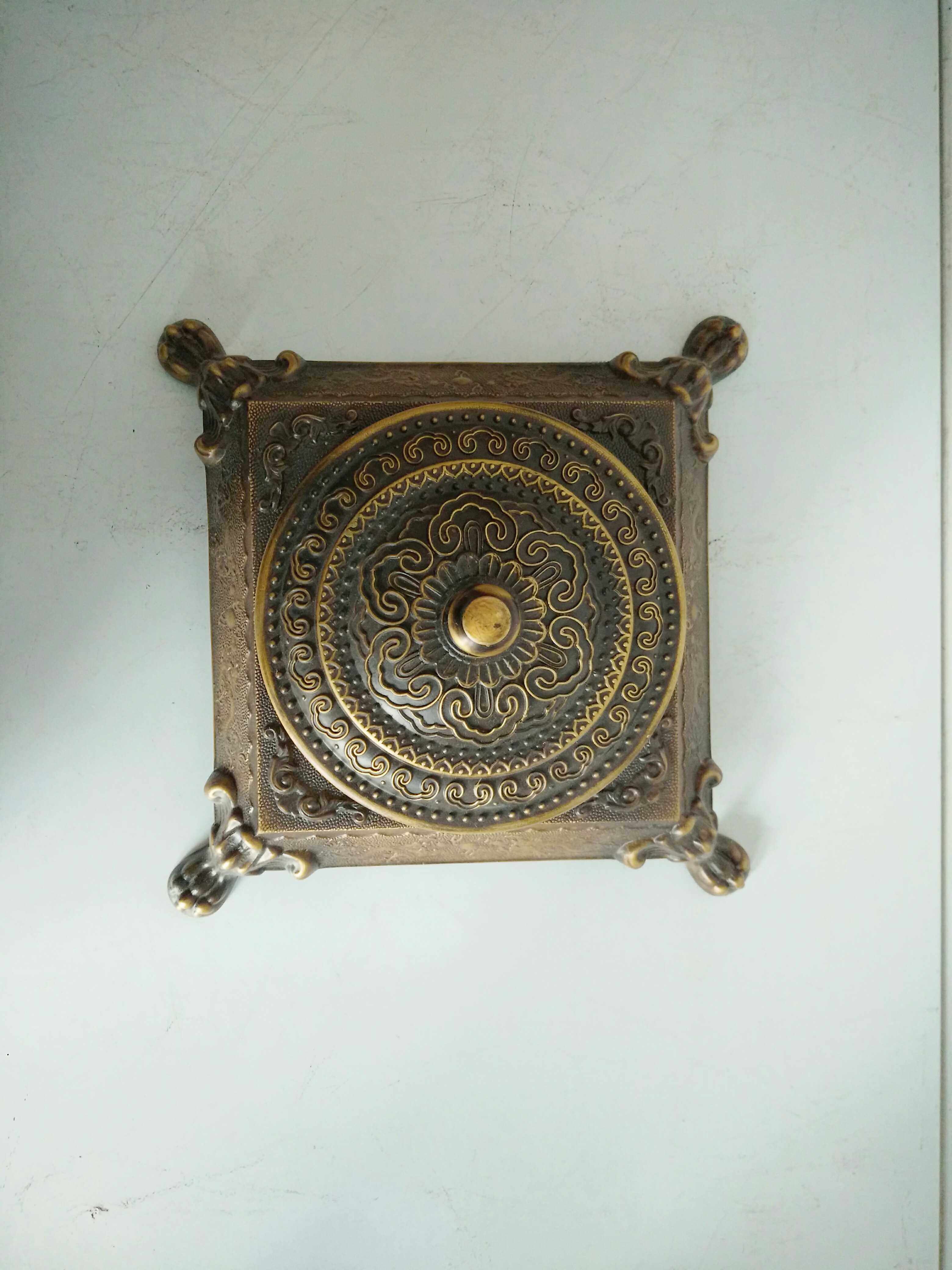 家具办公室茶台 高大上仿古中式纯铜烟灰缸摆件 商务简约紫器铜莱