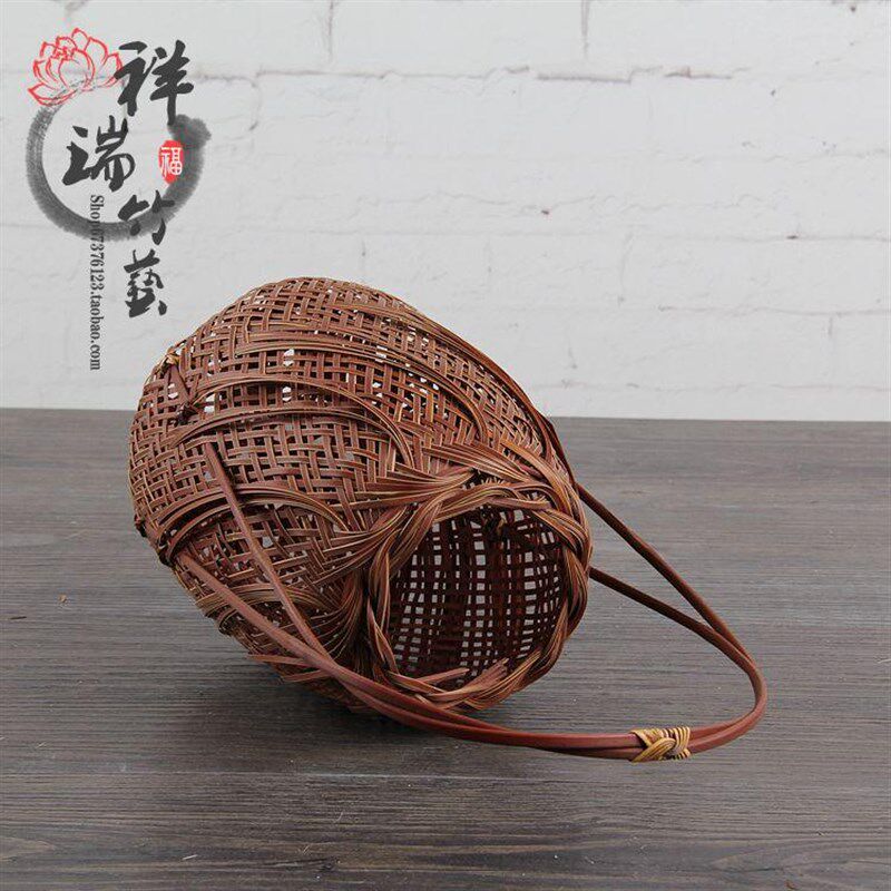 竹编 日式小花篮家居装饰品花插花器 复古茶道花 插花瓶摆件 花插
