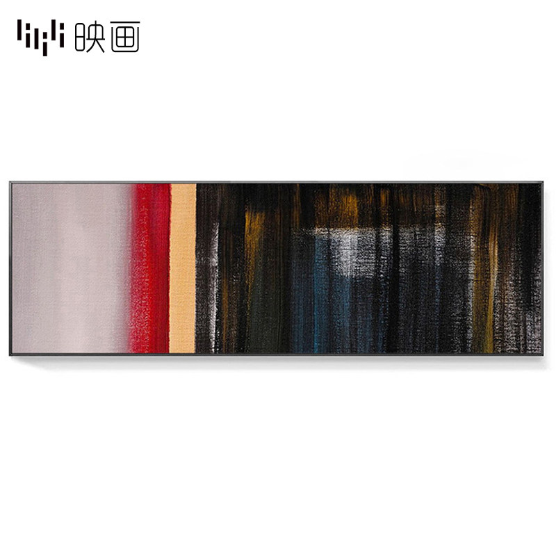 美式装饰画黑色墙壁挂画横幅开放式厨房餐厅墙画沙发后墙面背景画
